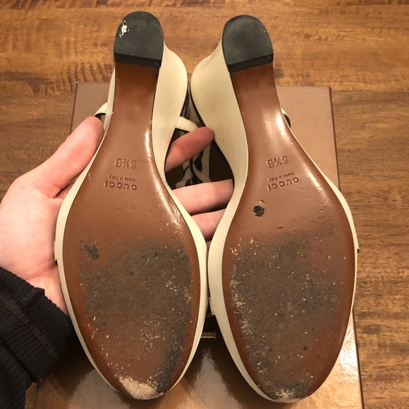 Gucci ivory leather heeled wedges - Picture 7 of 7